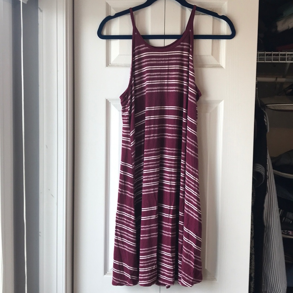 burgundy striped sundress